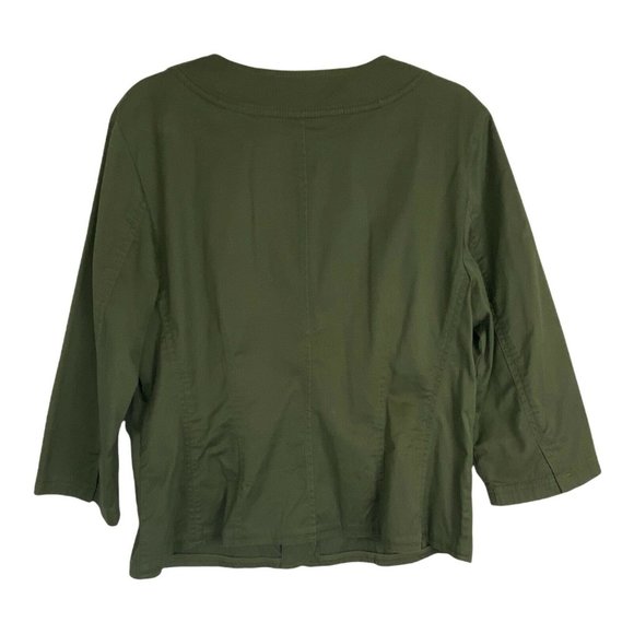 J Jill Womens Jacket Size 16 Green Utility Military Buttons Button Scoop Neck - Picture 2 of 11